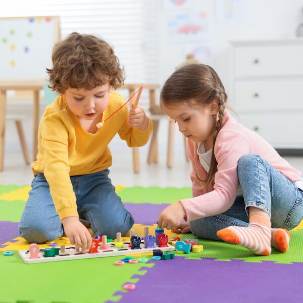 Cute,Little,Children,Playing,With,Math,Game,Fishing,For,Numbers